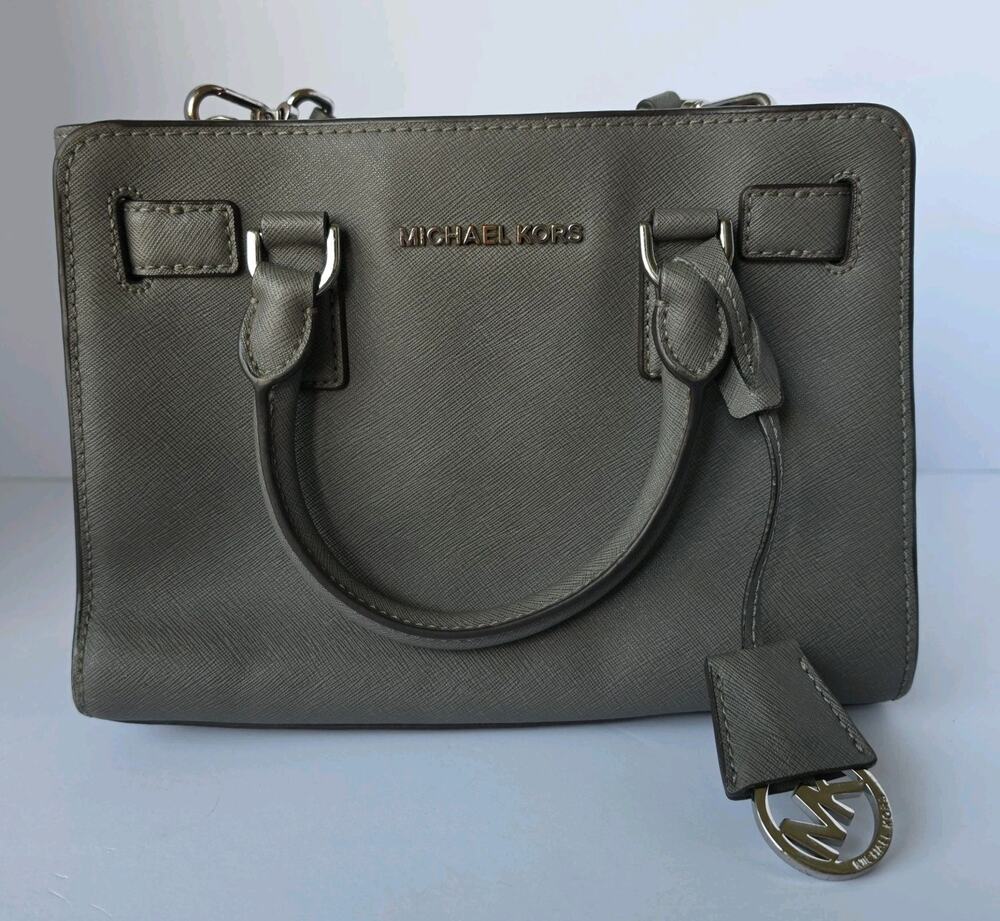 Michael Kors Handbag, Satchel, Crossbody - Gray Saffiano Leather